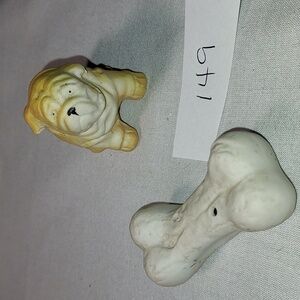 Vintage Puppy Dog With Bone Salt & Pepper Shaker Set